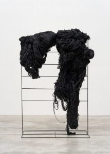 Joël Andrianomearisoa: ARCHIVE OF SENTIMENTAL TERRITORY, 2024, Metal, Paint, Wool, 130 x 90 cm, © Courtesy of the artist and Almine Rech Gallery